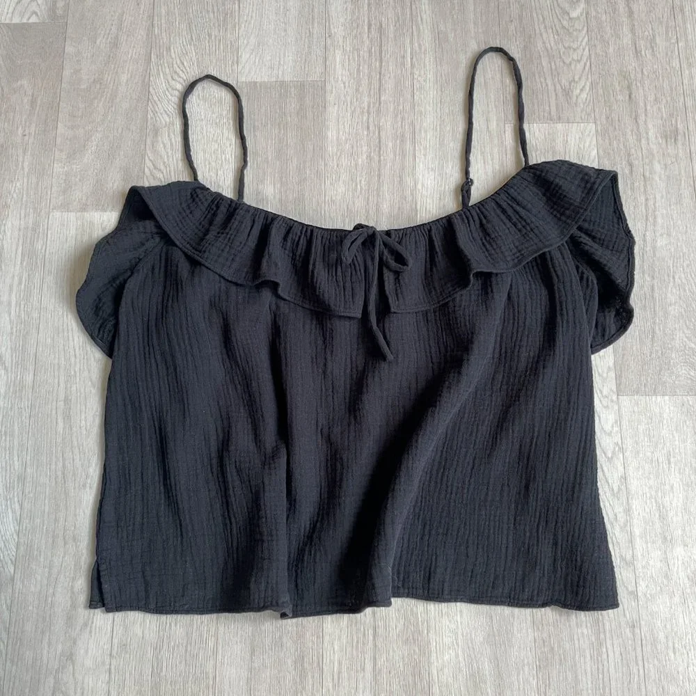 J. Crew Ruffle Soft Gauze Camisole Black Size XXL NEW NWT